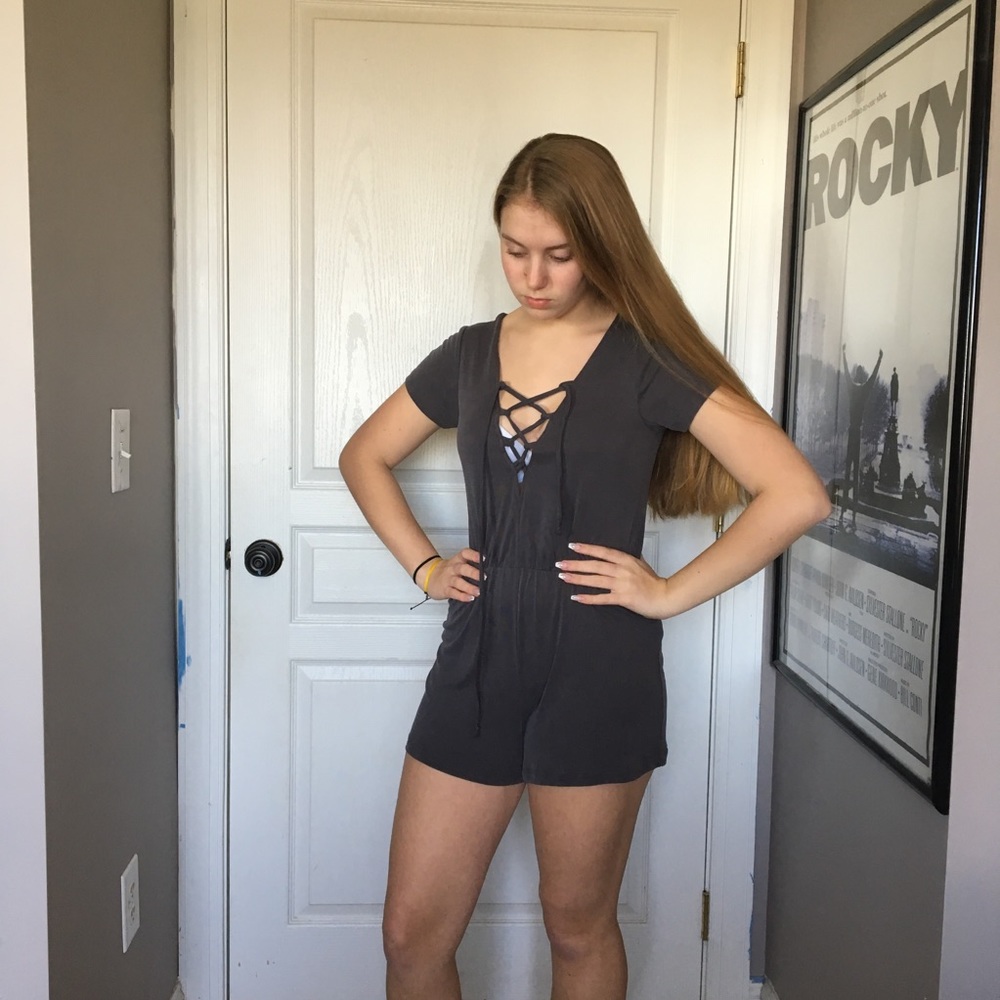 Lace up romper
